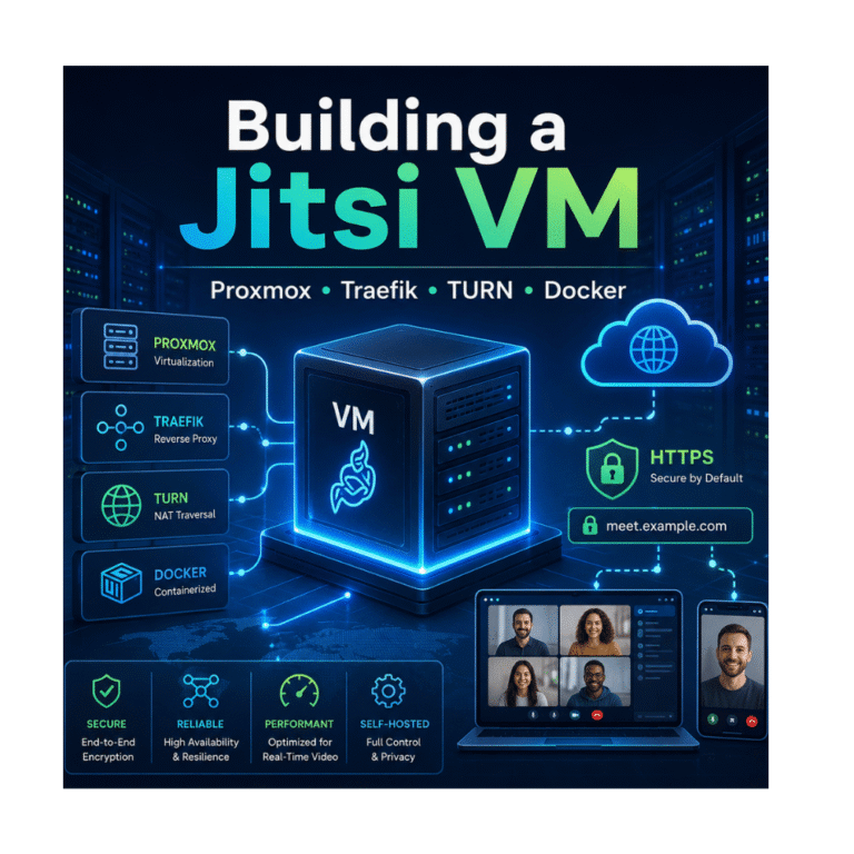 How We Built a Self-Hosted Jitsi Meet Server on Proxmox with Traefik, Cloudflare SSL, UDP Media, and TURN